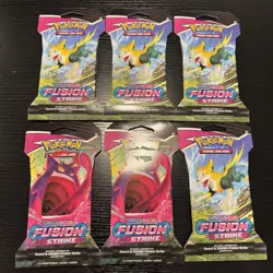 LOT OF 6 - NEW Pokemon TCG Sword & Shield Fusion Strike Sleeved Booster Packs! - Image 1