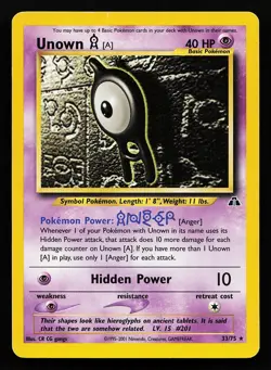 Unown [A] 33/75 Rare Neo Discovery Pokemon Card PLAYED - Image 1