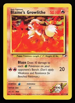 Blaine's Growlithe 62/132 Common Gym Heroes Pokemon Card - Image 1