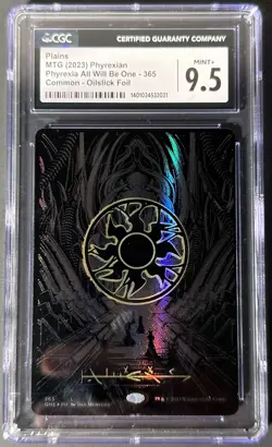 MTG Phyrexian Phyrexia All Will Be One Oilslick Foil Plains 365 CGC 9.5 MINT+ - Image 1