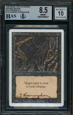 1994 MTG Revised Edition Evil Presence Sandra Everingham Signed BGS 8.5 AUTO 10 - Image 1