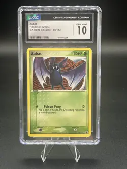 Pokemon Ex Delta Species 88 Zubat CGC 10 GEM MINT - Image 1