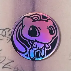 Pokemon TCG Mew Flip Coin Pink Rainbow Holo NM Regular Size - Image 1