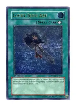 Yugioh! MP Lucky Iron Axe - FOTB-EN037 - Ultimate Rare - 1st Edition Moderately - Image 1