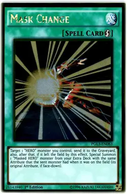 Yugioh! MP Mask Change - PGL3-EN083 - Gold Rare - 1st Edition Moderately Played, - Image 1