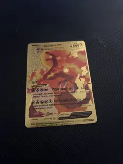 Pokemon Gold Foil Fan Art Card Charizard Vmax V Evolution Lv 95 Hp 586 26-44 - Image 1