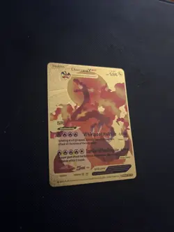 Pokemon Gold Foil Fan Art Card Charizard Vmax V Evolution Lv 95 Hp 586 26-44 - Image 2
