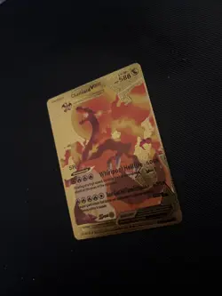 Pokemon Gold Foil Fan Art Card Charizard Vmax V Evolution Lv 95 Hp 586 26-44 - Image 3