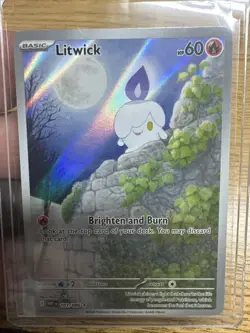 Litwick 101/086 Sv: White Flare Holo Pokemon Card Fire Type Full Art NM - Image 1