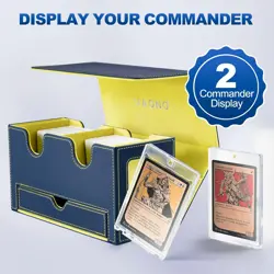 Card Deck Box for MTG, Double Deck Storage Box with 2 Commander Display & 1 Dice - Image 2