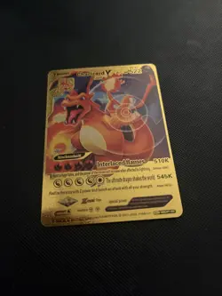 Pokemon Gold Foil Fan Art Card Charizard V Evolution Lv 92 Hp 522 SRL07-03 - Image 1