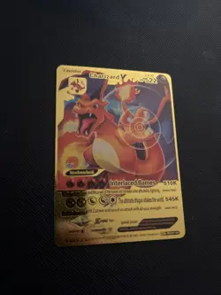 Pokemon Gold Foil Fan Art Card Charizard V Evolution Lv 92 Hp 522 SRL07-03 - Image 2