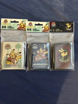 Pokemon World Championships 2025 Anaheim Card Sleeves 3 Set Exclusive Pikachu - Image 1