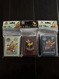 Pokemon World Championships 2025 Anaheim Card Sleeves 3 Set Exclusive Pikachu - Image 1