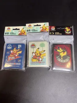 Pokemon World Championships 2025 Anaheim Card Sleeves 3 Set Exclusive Pikachu - Image 1