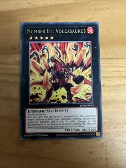 Number 61: Volcasaurus JUSH-EN043 Rare 1st Edition YuGiOh TCG Card - Image 1