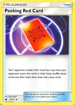 Peeking Red Card 97/111 SM Crimson Invasion Pokemon 006092 - Image 1