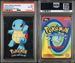 1999 Topps Pokemon Squirtle Movie Edition Foil #7 #E7 PSA 6 - Image 3