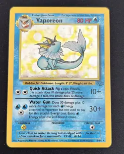 Pokemon TCG Vaporeon Holo Card Jungle 12/64 #134 - Excellent Condition - Image 1