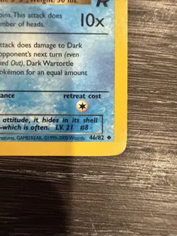 Pokemon Card - Dark Wartortle Team Rocket 1st Edition 46/82 Uncommon - MP - Image 5