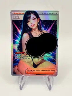 Tifa Lockhart Final Fantasy Rainbow Holo Full Art Waifu Pokemon Trainer Card - Image 2