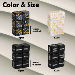 48 PCS MTG Dice Counters Bulk Black Ability Keywords Counter Marble Life Buff To - Image 3