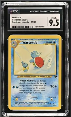 2001 Southern Islands Wartortle with Horsea 15/18 Pokemon CGC 9.5 POP 11 - Image 1
