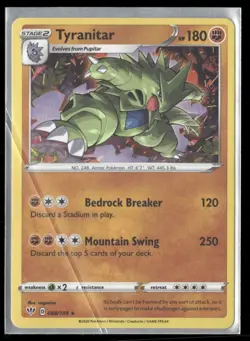 2020 Darkness Ablaze Set Pokemon Card 088 Tyranitar NM - Image 1