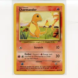 Pokemon TCG Charmander 046/102 WotC Base Set Unlimited Regular Card EN-MP 1999 - Image 1