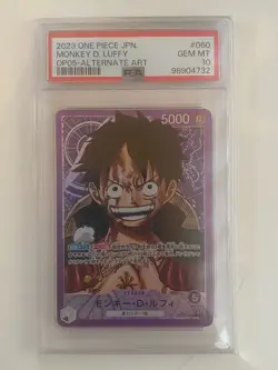 One Piece Card Psa10 Luffy Op05-060 - Image 1