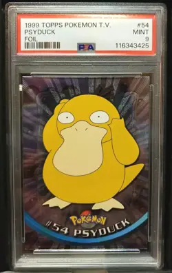 1999 Topps Pokemon T.V. Psyduck Holo Foil #54 Black Logo PSA 9 Mint - Image 1