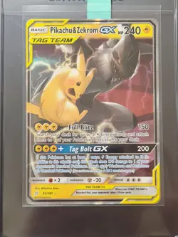 Pokemon TCG Sun & Moon Team Up Pikachu & Zekrom GX Tag Team Ultra Rare 33/181 NM - Image 1