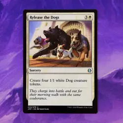 Release The Dogs 004 JMP FDN Foundations MTG Commander JUMPSTART White Dog Token - Image 1
