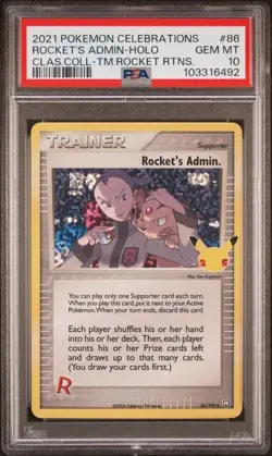 PSA 10 Rocket's Admin 86/109 Celebrations Classic Collection Holo Pokemon - Image 1