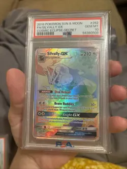 2019 POKEMON SUN & MOON COSMIC ECLIPSE SECRET #262 FULL ART/SILVALLY GX PSA 10 - Image 1