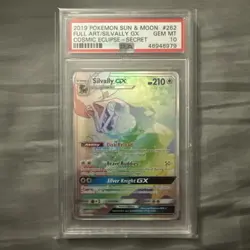 2019 POKEMON SUN & MOON COSMIC ECLIPSE SECRET #262 FULL ART/SILVALLY GX PSA 10 - Image 1
