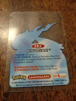 Kyogre 382 Pokemon Lamincards Edibas - ITA - GOOD - Image 2