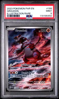 2023 POKEMON PAR EN-PARADOX RIFT ILLUSTRATION RARE #199 GROUDON PSA 9 - Image 1