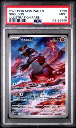 2023 POKEMON PAR EN-PARADOX RIFT ILLUSTRATION RARE #199 GROUDON PSA 9 - Image 1