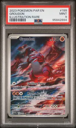 2023 POKEMON PAR EN-PARADOX RIFT ILLUSTRATION RARE #199 GROUDON PSA 9 - Image 1