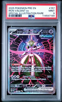 2025 Pokemon Iron Valiant ex 157/131 Sv: Prismatic Evolutions Holo PSA 9 - Image 1
