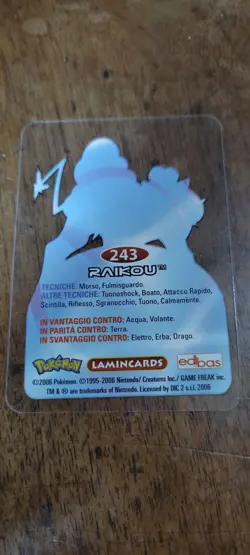 Raikou 243 Pokemon Lamincards Edibas - ITA - GOOD - Image 2