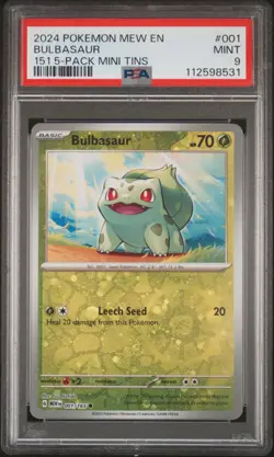 2024 POKEMON MEW EN-151 151 5-PACK MINI TINS #001 BULBASAUR PSA 9 - Image 1
