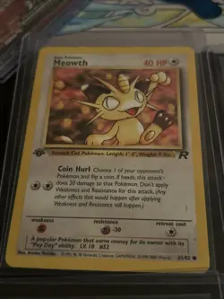 Pokemon TCG Meowth Team Rocket 62/82 Regular 1st Edition Common Card - Image 1
