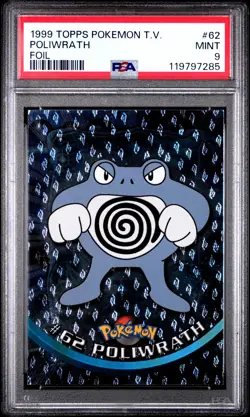 1999 TOPPS POKEMON TV FOIL #62 POLIWRATH PSA 9 - Image 1