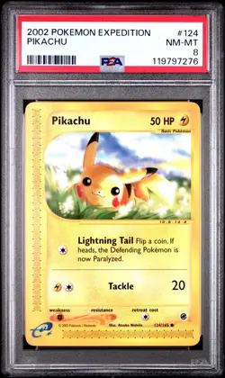 2002 POKEMON EXPEDITION #124 PIKACHU PSA 8 - Image 1