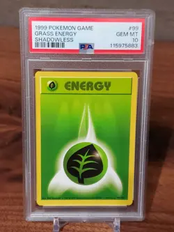 1999 POKEMON BASE SET SHADOWLESS #99 GRASS ENERGY PSA 10 - Image 1
