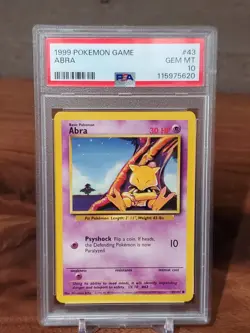 1999 POKEMON GAME #43 ABRA PSA 10 GEM BASE SET UNLIMITED - Image 1
