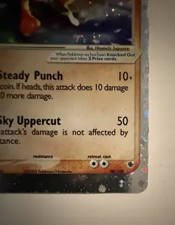 Hitmonchan ex 98/109 Ruby Sapphire Holo E Reader Pokemon Silver Border SWIRL - Image 3