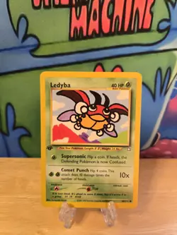 Pokemon TCG Ledyba Neo Genesis 63/111 Regular 1st Edition Common Card W Slv & Ld - Image 1